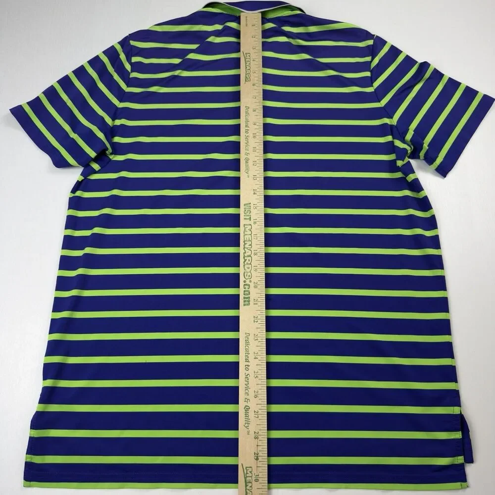 Ralph Lauren RLX White Columns Golf Club Mens L Neon Green Royal Blue Stretch